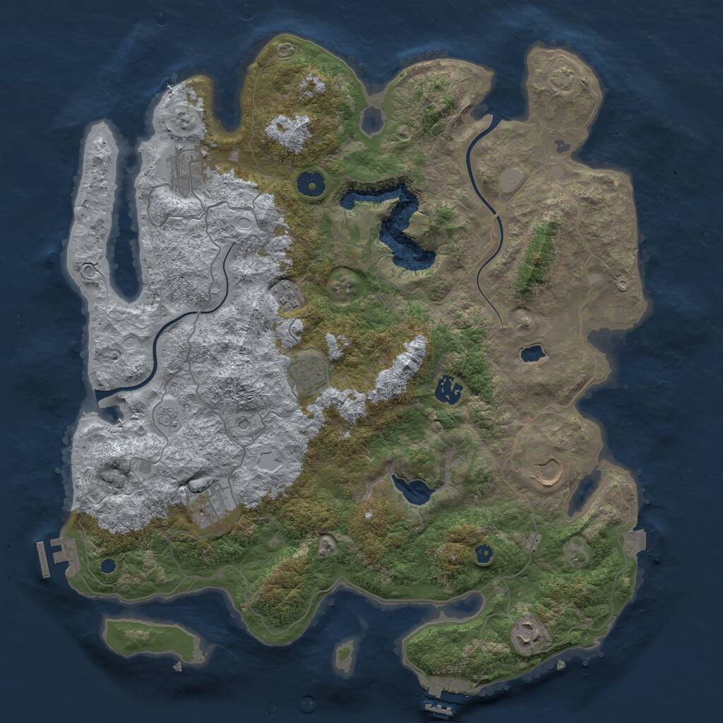 Rust Map: Procedural Map, Size: 4000, Seed: 301826, 13 Monuments