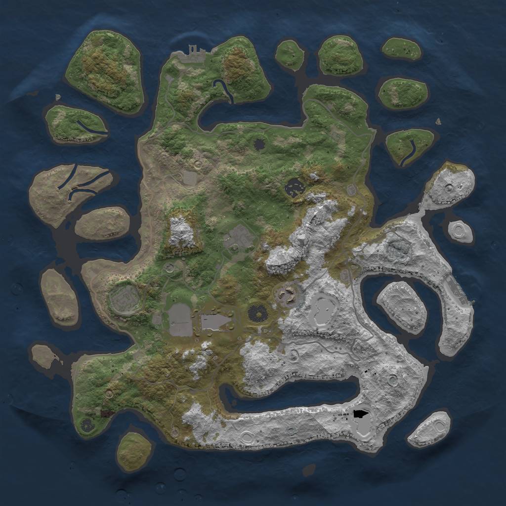Rust Map: Procedural Map, Size: 4000, Seed: 76388, 13 Monuments