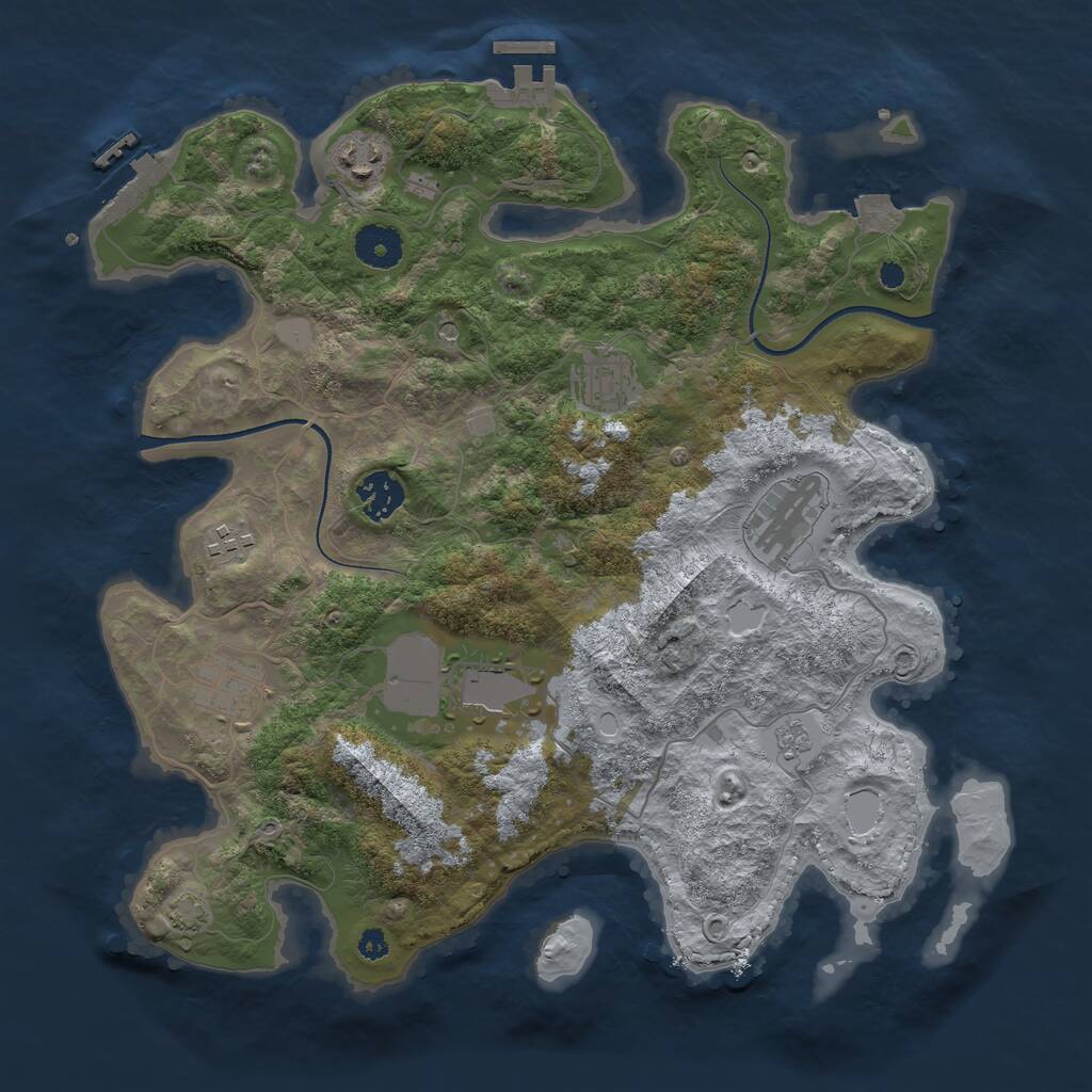 Rust Map: Procedural Map, Size: 3550, Seed: 486804, 13 Monuments