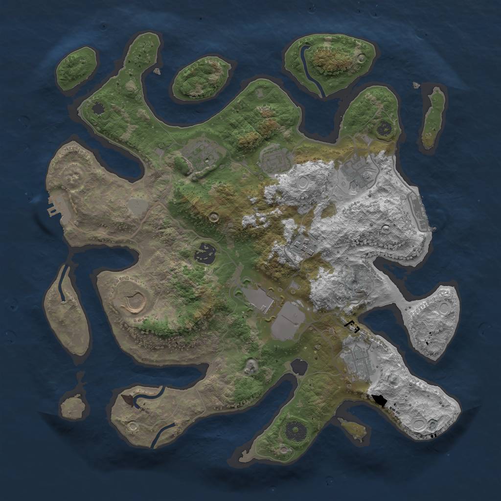 Rust Map: Procedural Map, Size: 3550, Seed: 313864, 15 Monuments