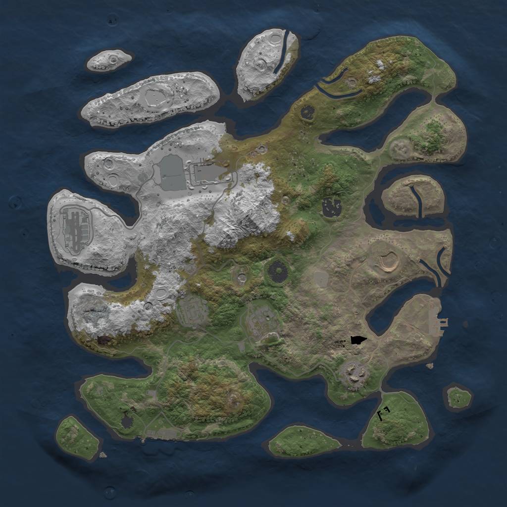 Rust Map: Procedural Map, Size: 3700, Seed: 77885459, 15 Monuments
