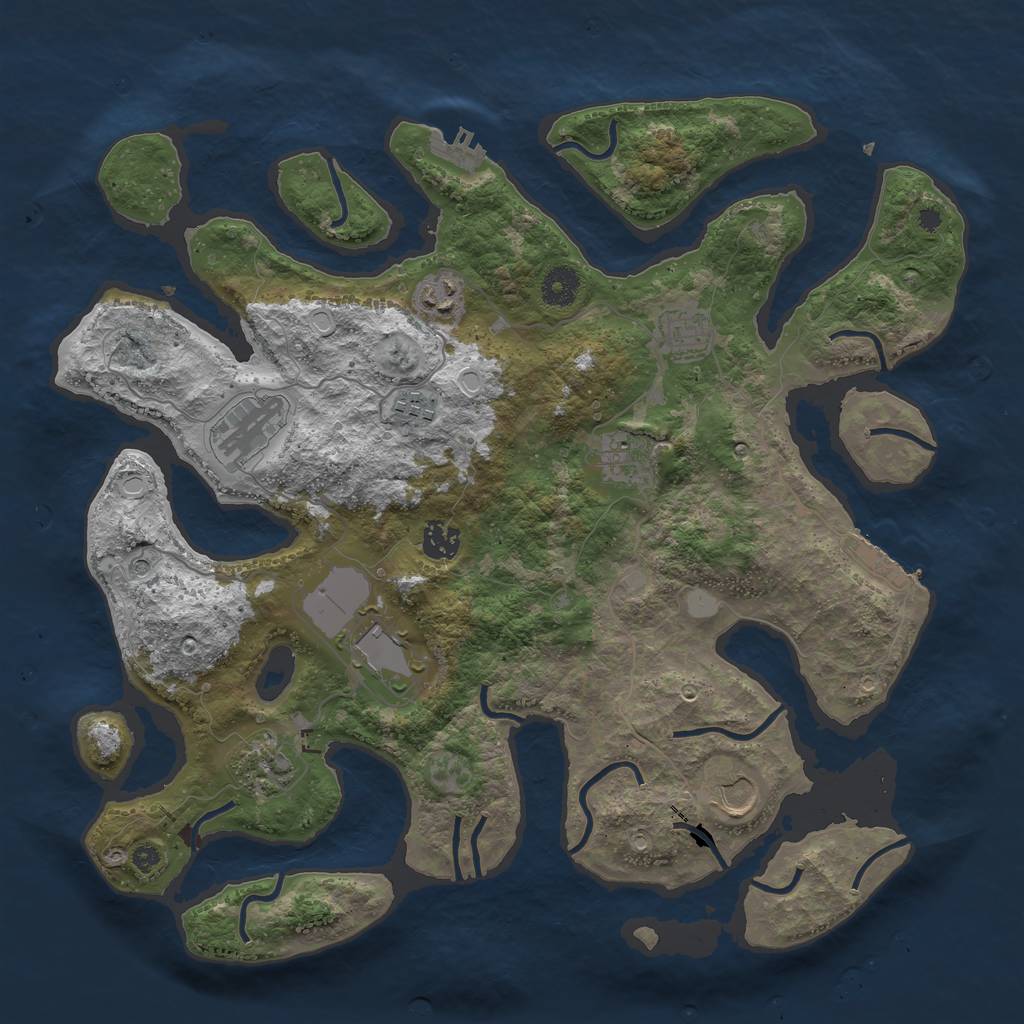 Rust Map: Procedural Map, Size: 3900, Seed: 164161631, 17 Monuments