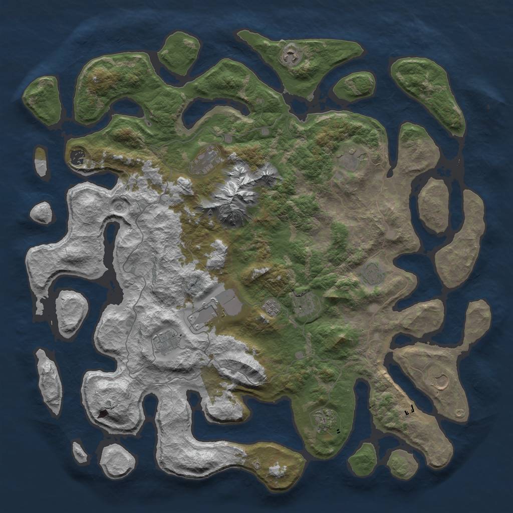 Rust Map: Barren, Size: 5000, Seed: 2062, 14 Monuments