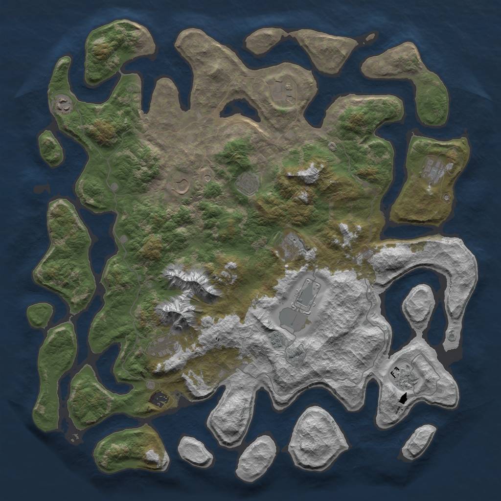 Rust Map: Barren, Size: 5000, Seed: 3062, 14 Monuments