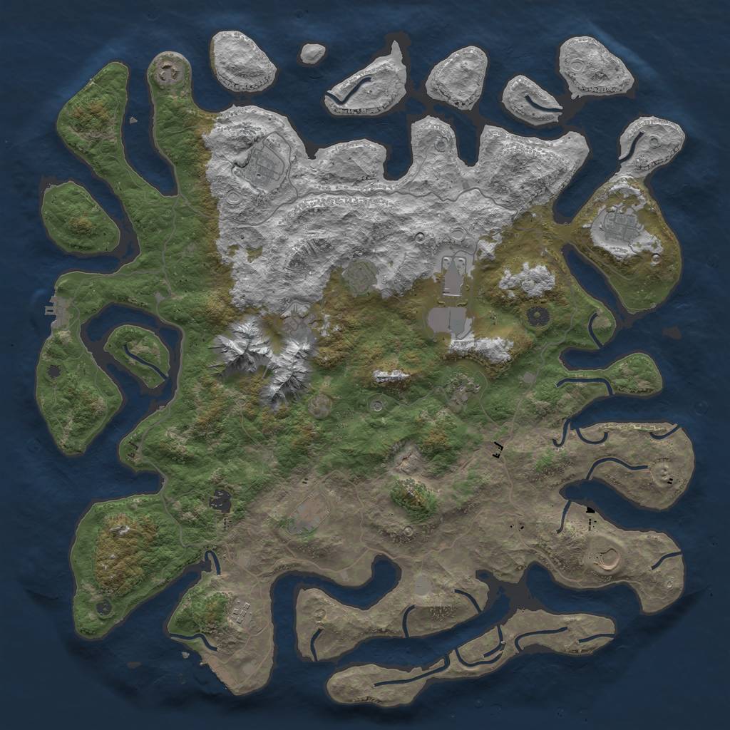 Rust Map: Procedural Map, Size: 5000, Seed: 5065, 19 Monuments