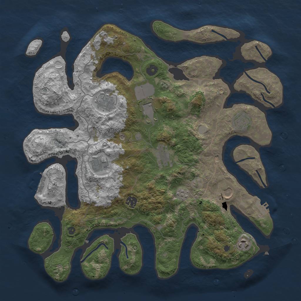 Rust Map: Procedural Map, Size: 4000, Seed: 431774, 17 Monuments