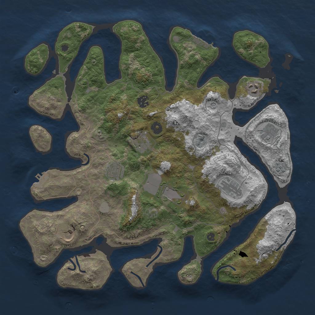 Rust Map: Procedural Map, Size: 4000, Seed: 5646345, 17 Monuments