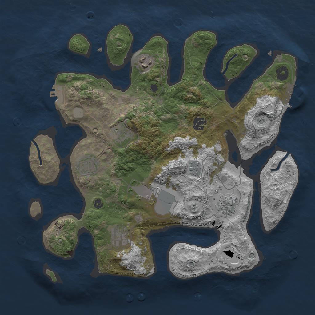 Rust Map: Procedural Map, Size: 3500, Seed: 5301, 16 Monuments