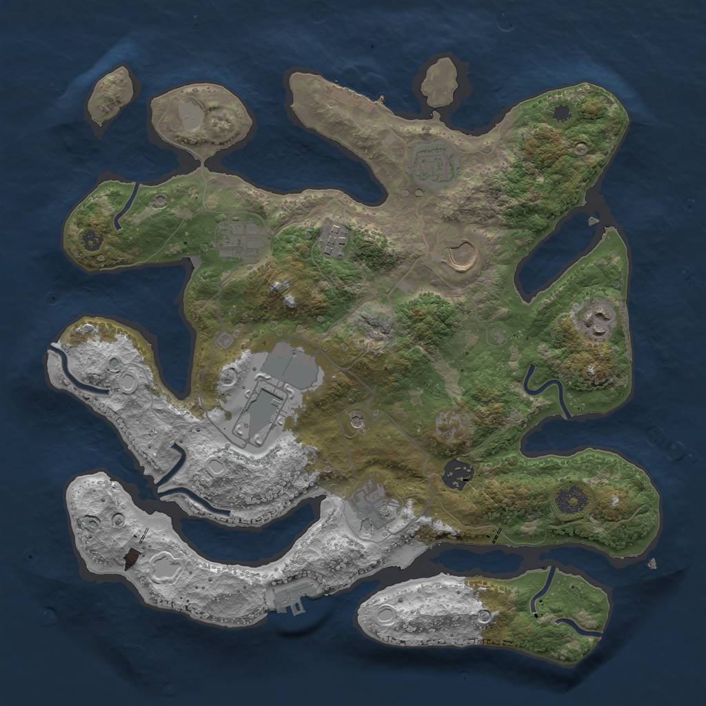 Rust Map: Procedural Map, Size: 3500, Seed: 571189561, 16 Monuments