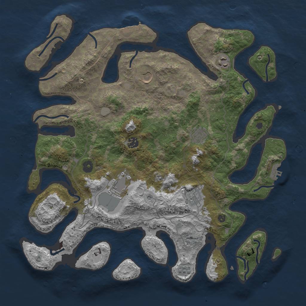 Rust Map: Procedural Map, Size: 4000, Seed: 25784, 15 Monuments
