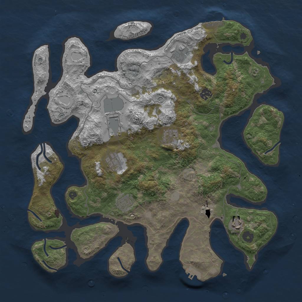 Rust Map: Procedural Map, Size: 4000, Seed: 3301, 16 Monuments