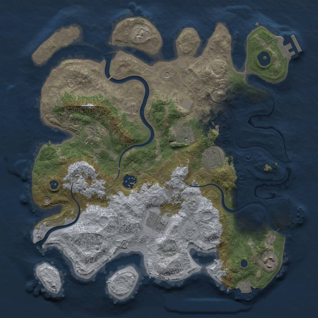 Rust Map: Procedural Map, Size: 3500, Seed: 97543, 13 Monuments
