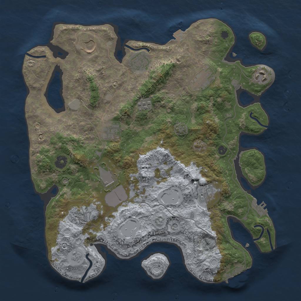 Rust Map: Procedural Map, Size: 3510, Seed: 1633154240, 17 Monuments