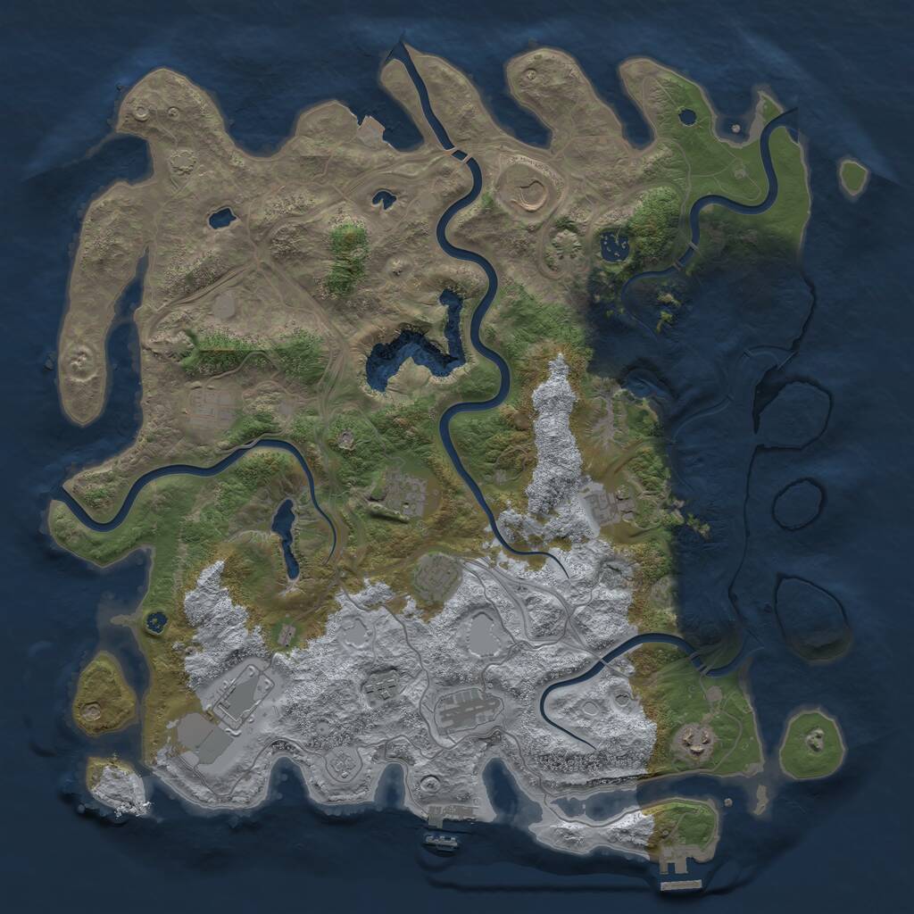 Rust Map: Procedural Map, Size: 4500, Seed: 12397667, 16 Monuments