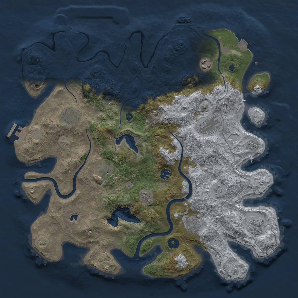 Rust Map: Procedural Map, Size: 4000, Seed: 791086, 14 Monuments