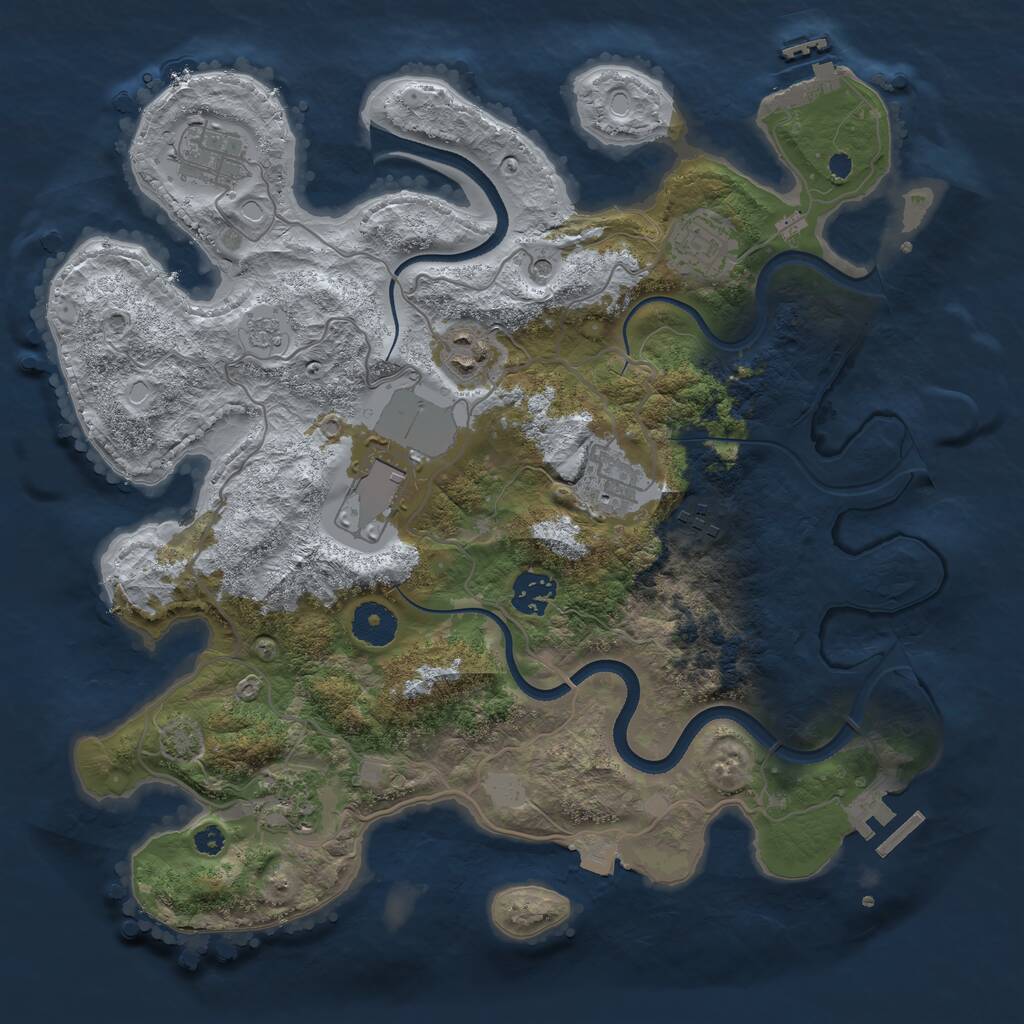 Rust Map: Procedural Map, Size: 3500, Seed: 1581116515, 14 Monuments