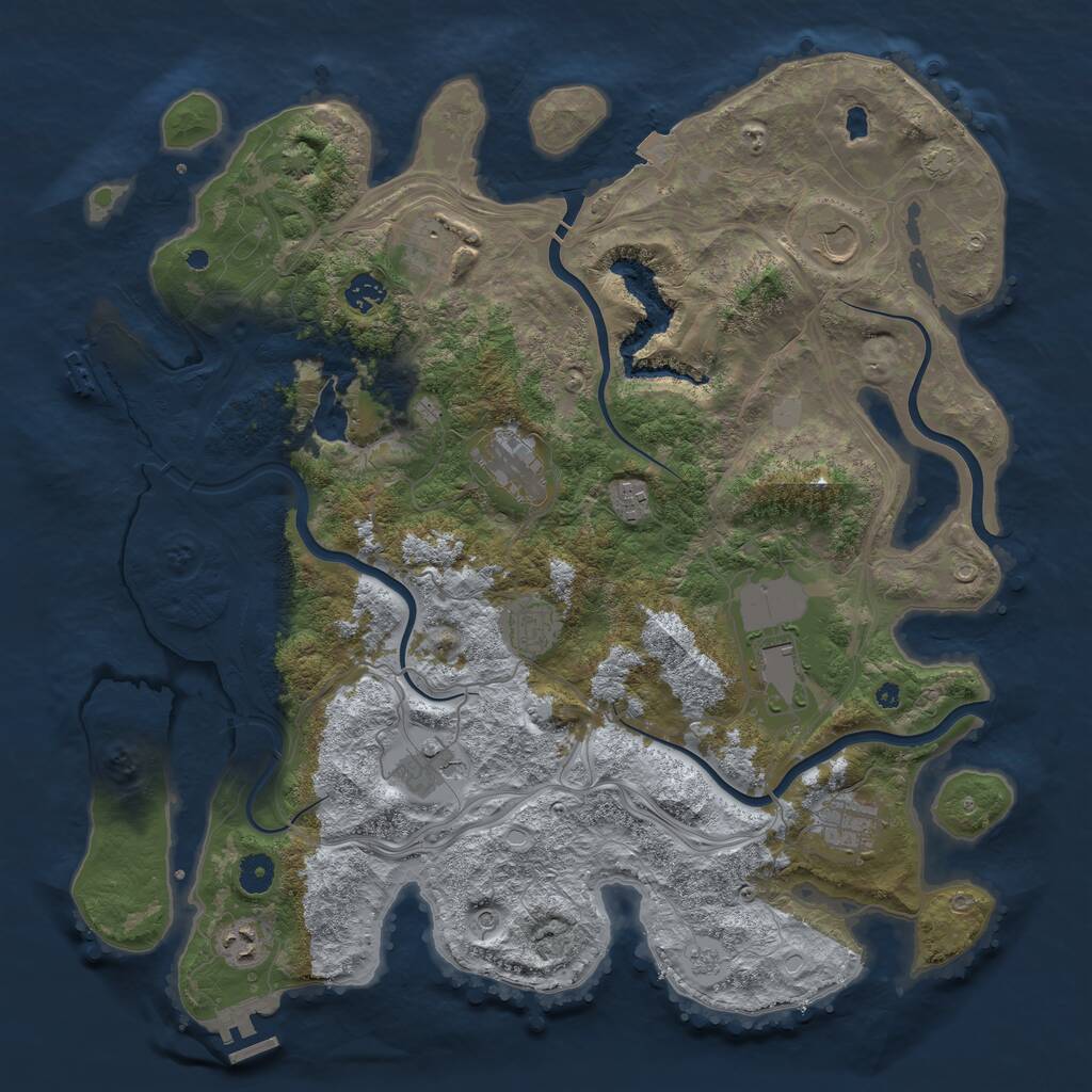 Rust Map: Procedural Map, Size: 4300, Seed: 401738009, 16 Monuments