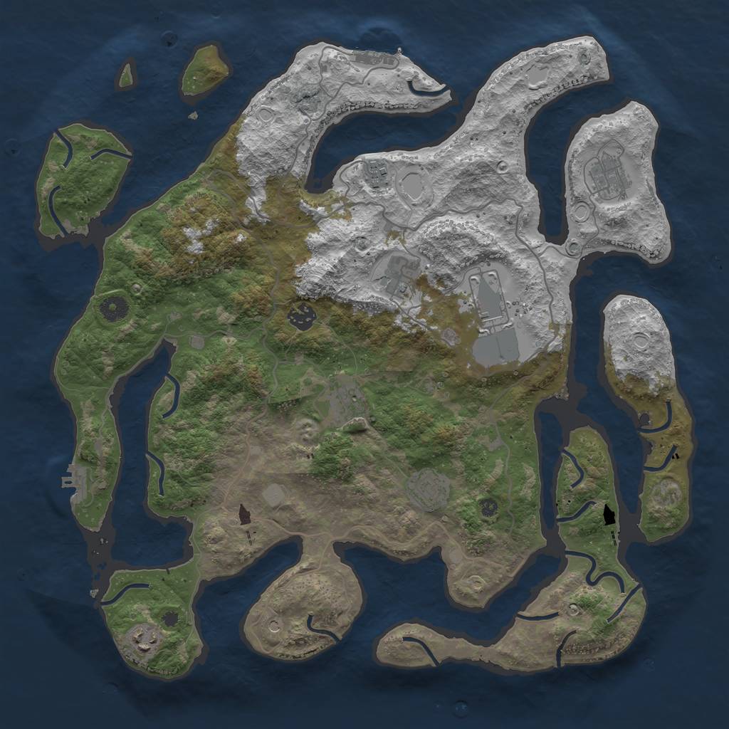 Rust Map: Procedural Map, Size: 4096, Seed: 121315421, 16 Monuments