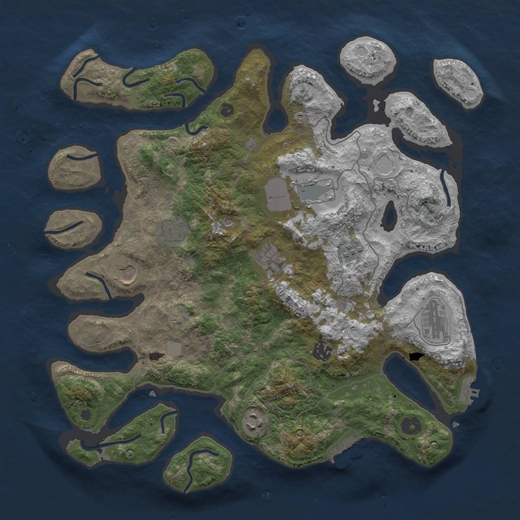 Rust Map: Procedural Map, Size: 4000, Seed: 717935, 16 Monuments