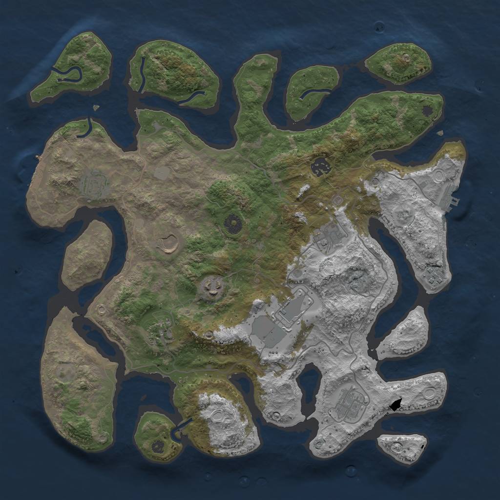 Rust Map: Procedural Map, Size: 4000, Seed: 609742, 17 Monuments