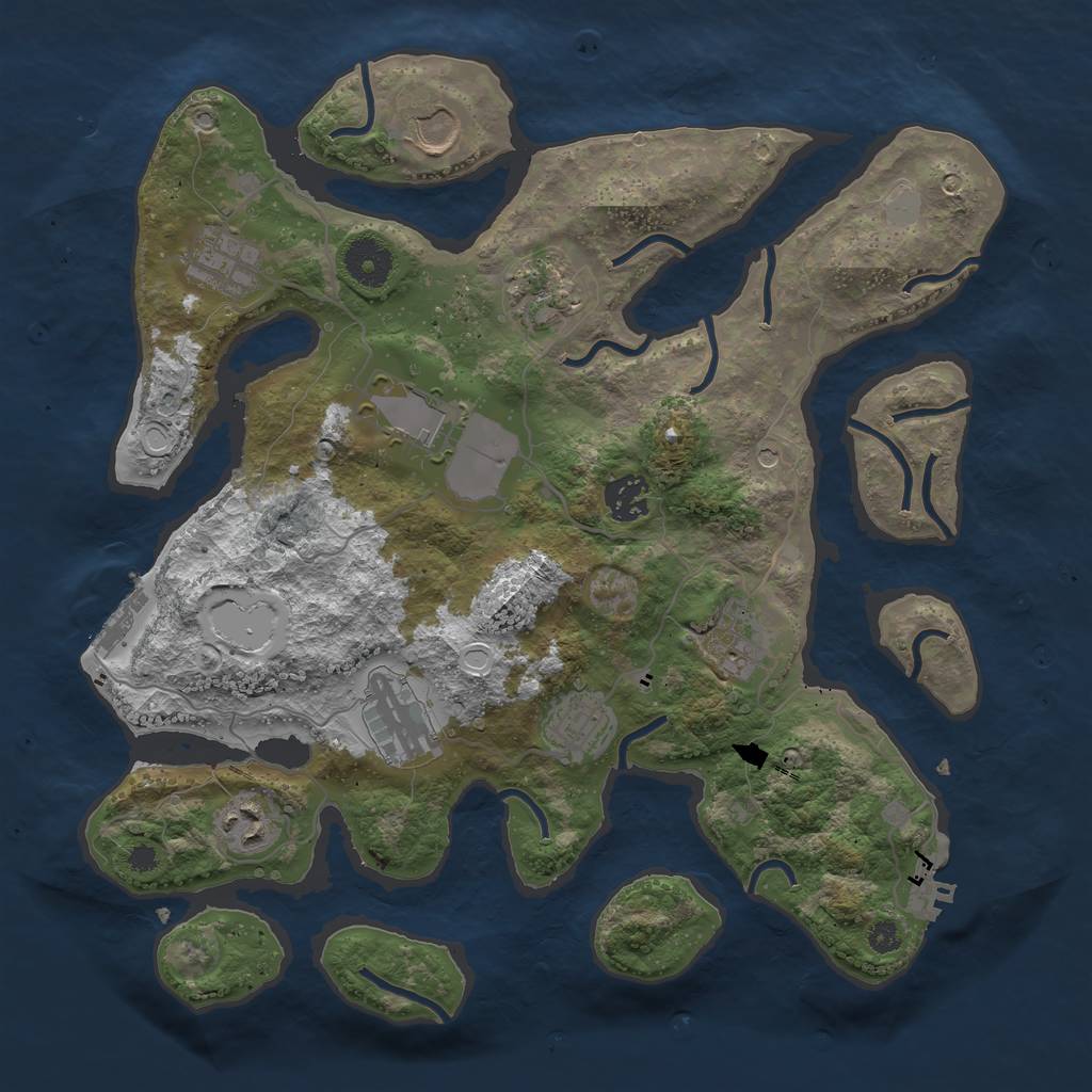 Rust Map: Procedural Map, Size: 3500, Seed: 623266, 17 Monuments