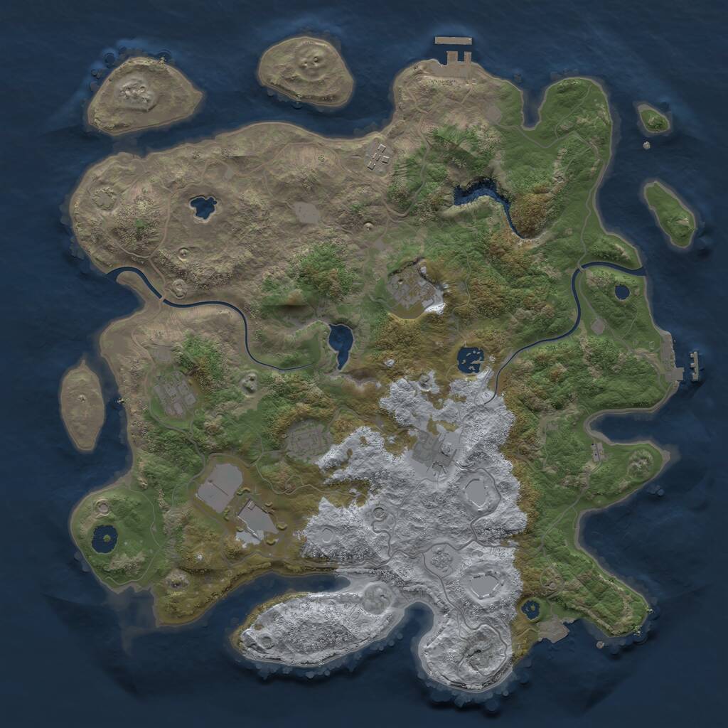 Rust Map: Procedural Map, Size: 4000, Seed: 1650391680, 13 Monuments