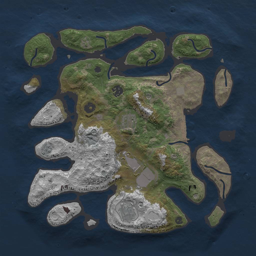 Rust Map: Procedural Map, Size: 3500, Seed: 34091048, 12 Monuments