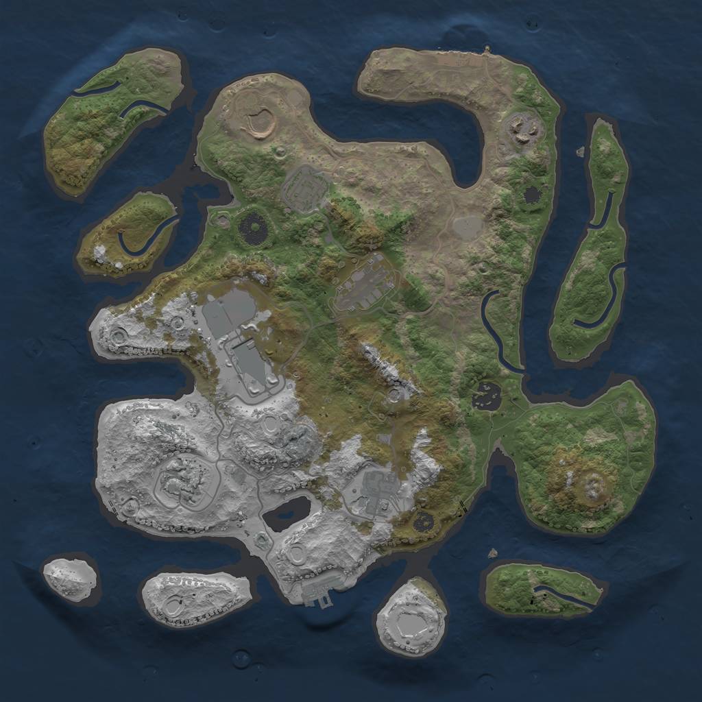 Rust Map: Procedural Map, Size: 3500, Seed: 65425160, 16 Monuments