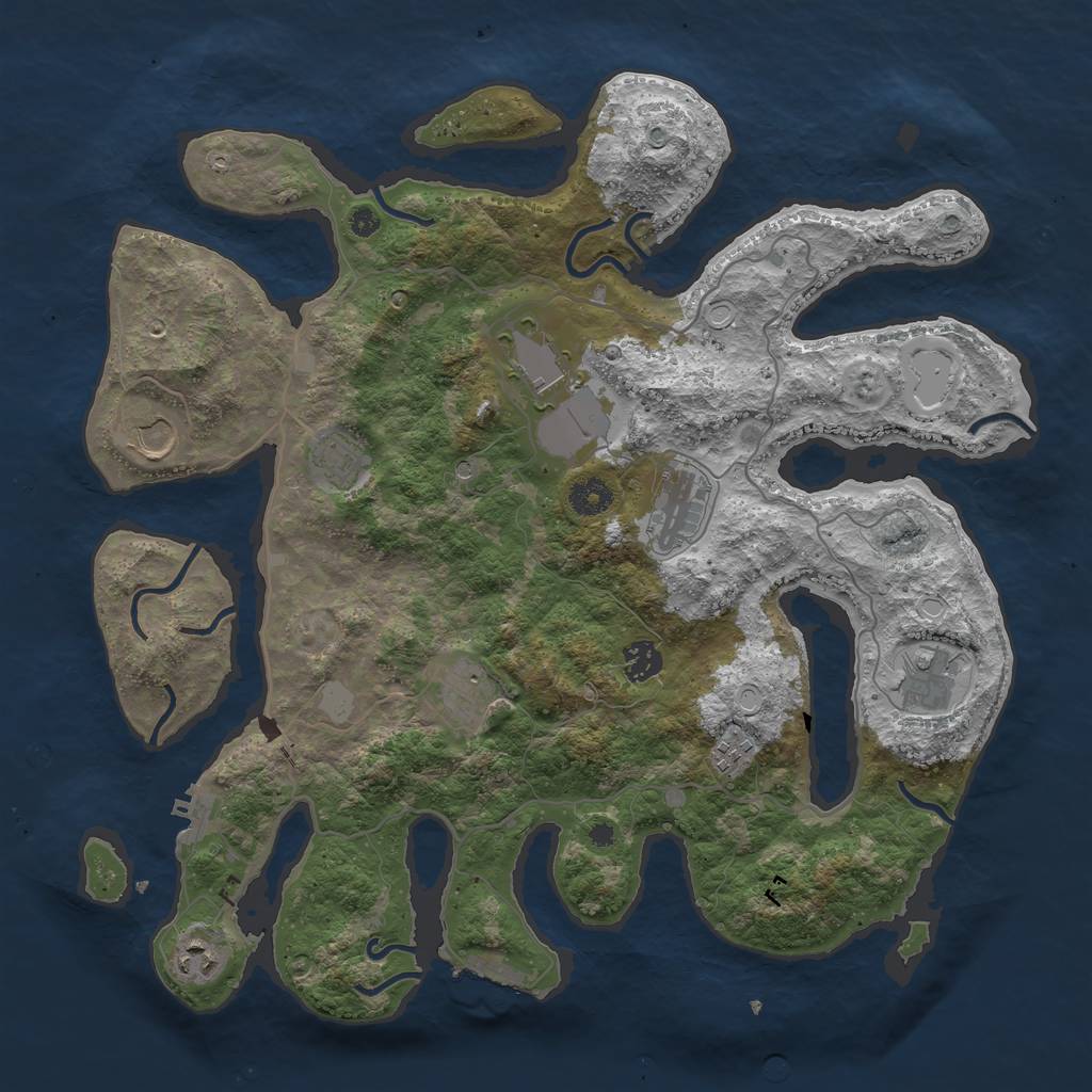 Rust Map: Procedural Map, Size: 4000, Seed: 778987, 17 Monuments