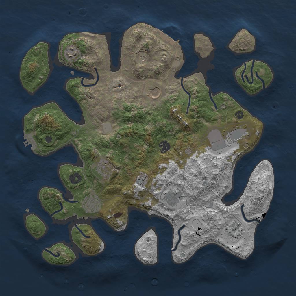 Rust Map: Procedural Map, Size: 3750, Seed: 1918062229, 17 Monuments