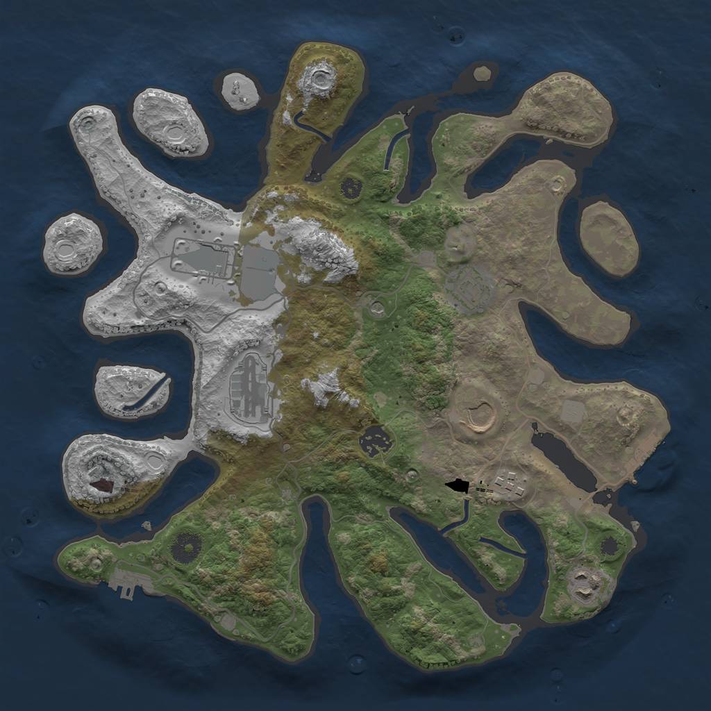 Rust Map: Procedural Map, Size: 3500, Seed: 1774, 15 Monuments