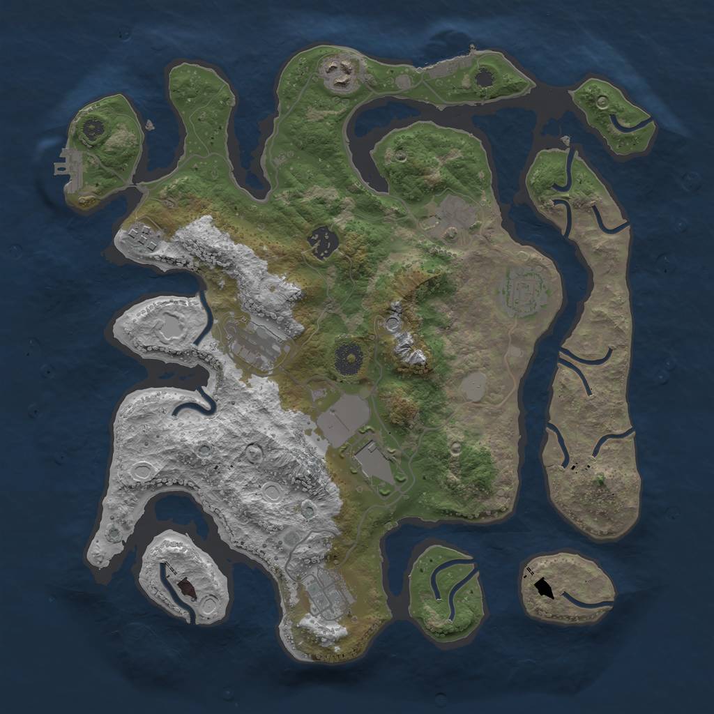 Rust Map: Procedural Map, Size: 3500, Seed: 34852, 16 Monuments