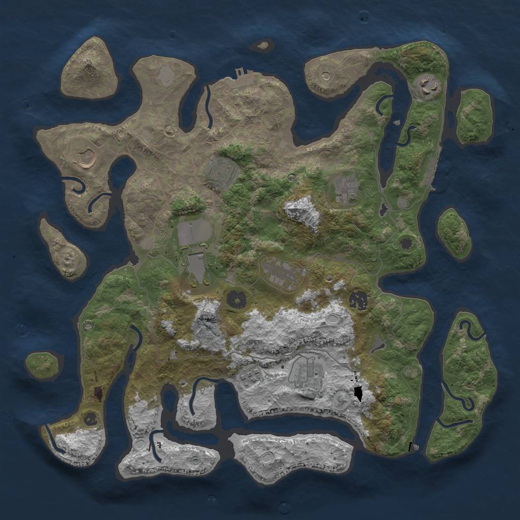 Rust Map: Procedural Map, Size: 4000, Seed: 23721, 17 Monuments