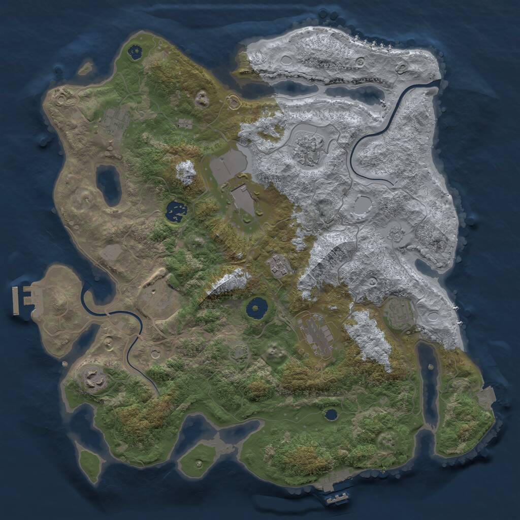 Rust Map: Procedural Map, Size: 3700, Seed: 635456533, 15 Monuments