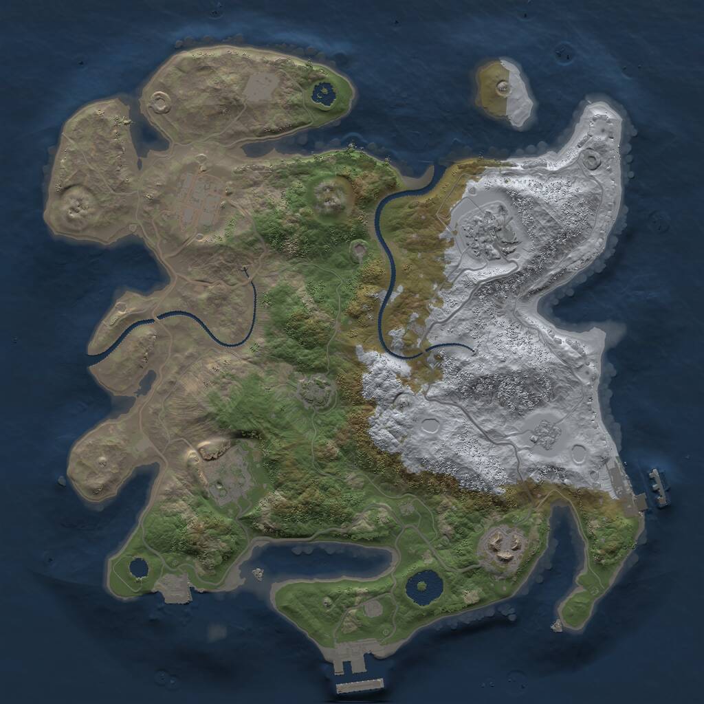 Rust Map: Procedural Map, Size: 3000, Seed: 368996, 9 Monuments