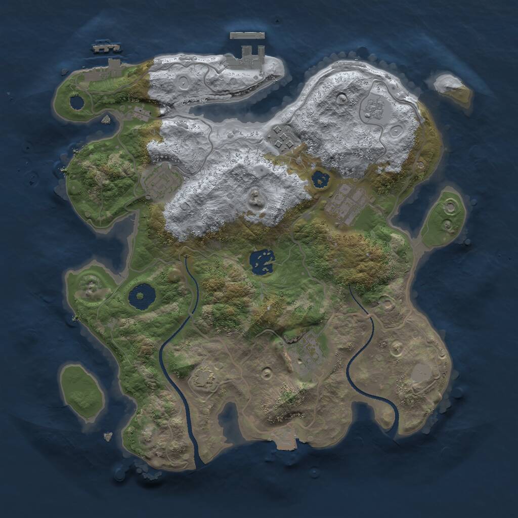 Rust Map: Procedural Map, Size: 3000, Seed: 508767, 10 Monuments