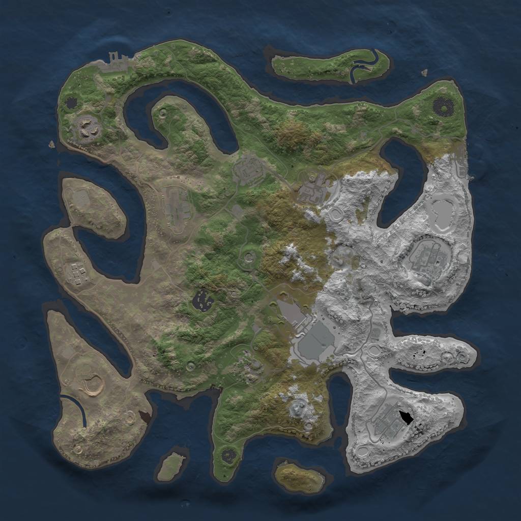 Rust Map: Procedural Map, Size: 3700, Seed: 1374436740, 19 Monuments