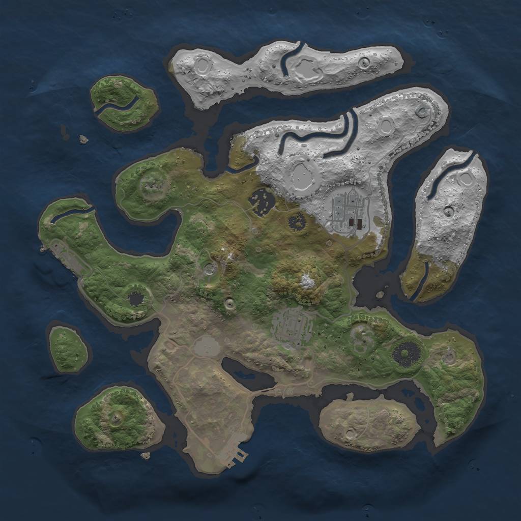 Rust Map: Procedural Map, Size: 3000, Seed: 707507, 11 Monuments