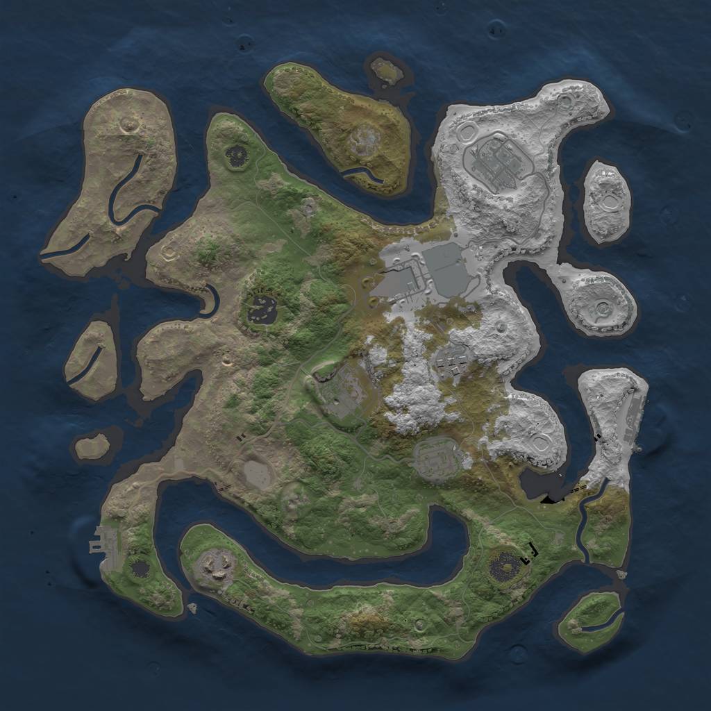 Rust Map: Procedural Map, Size: 3500, Seed: 2436, 15 Monuments