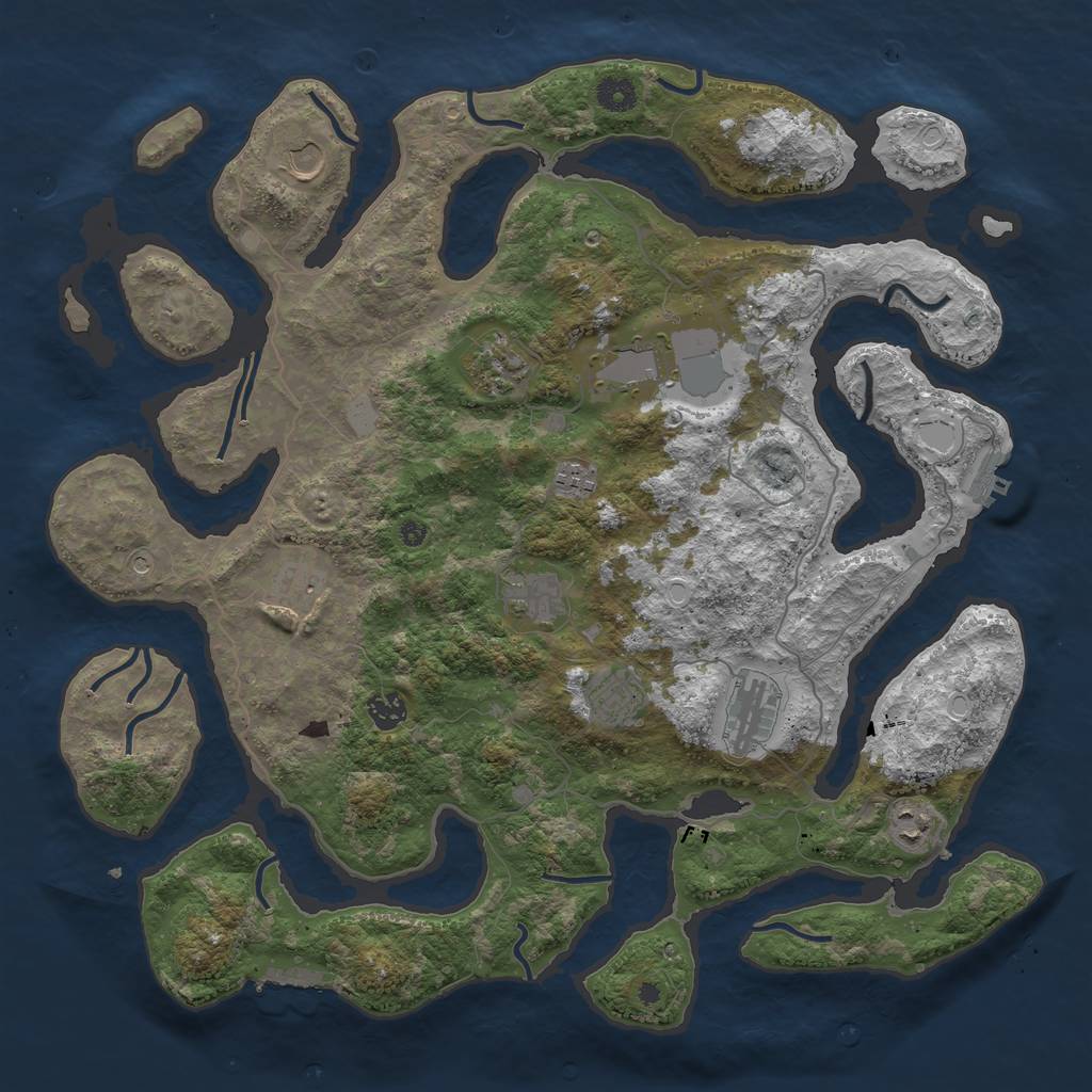 Rust Map: Procedural Map, Size: 4250, Seed: 2031942035, 18 Monuments