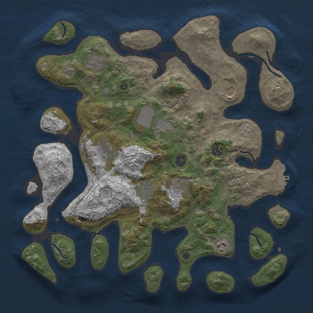 Rust Map: Procedural Map, Size: 4050, Seed: 596520997, 16 Monuments