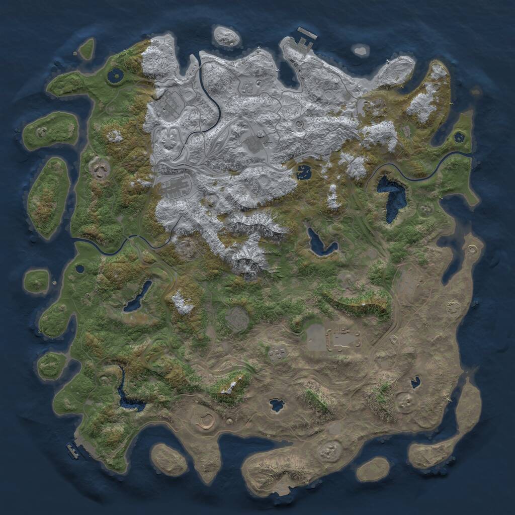 Rust Map: Procedural Map, Size: 5000, Seed: 2324334, 17 Monuments