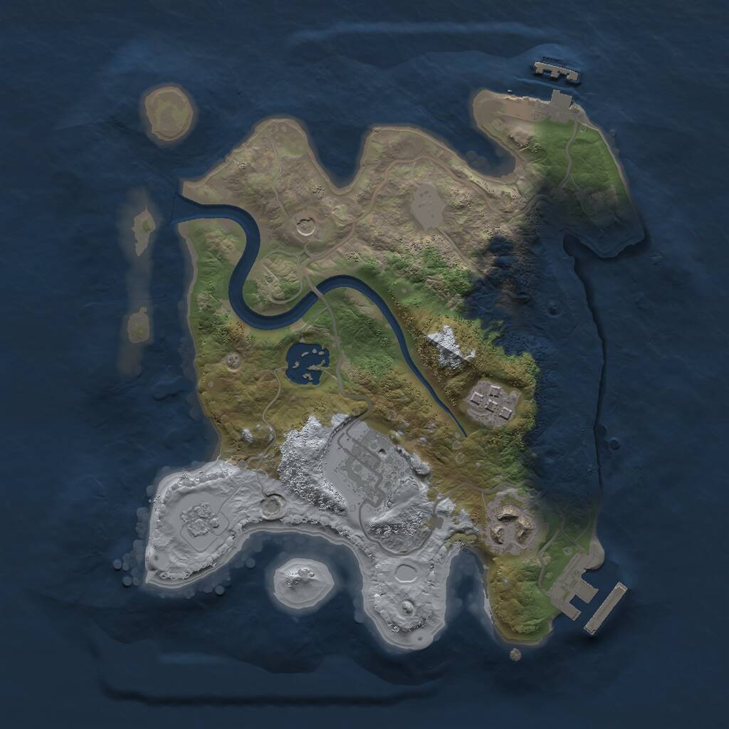 Rust Map: Procedural Map, Size: 2500, Seed: 843548027, 9 Monuments