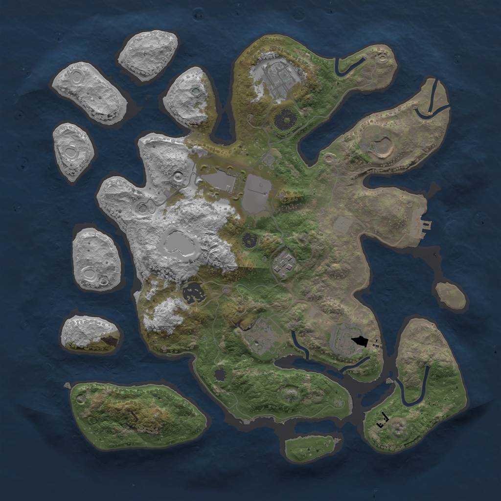 Rust Map: Procedural Map, Size: 3500, Seed: 74858586, 14 Monuments