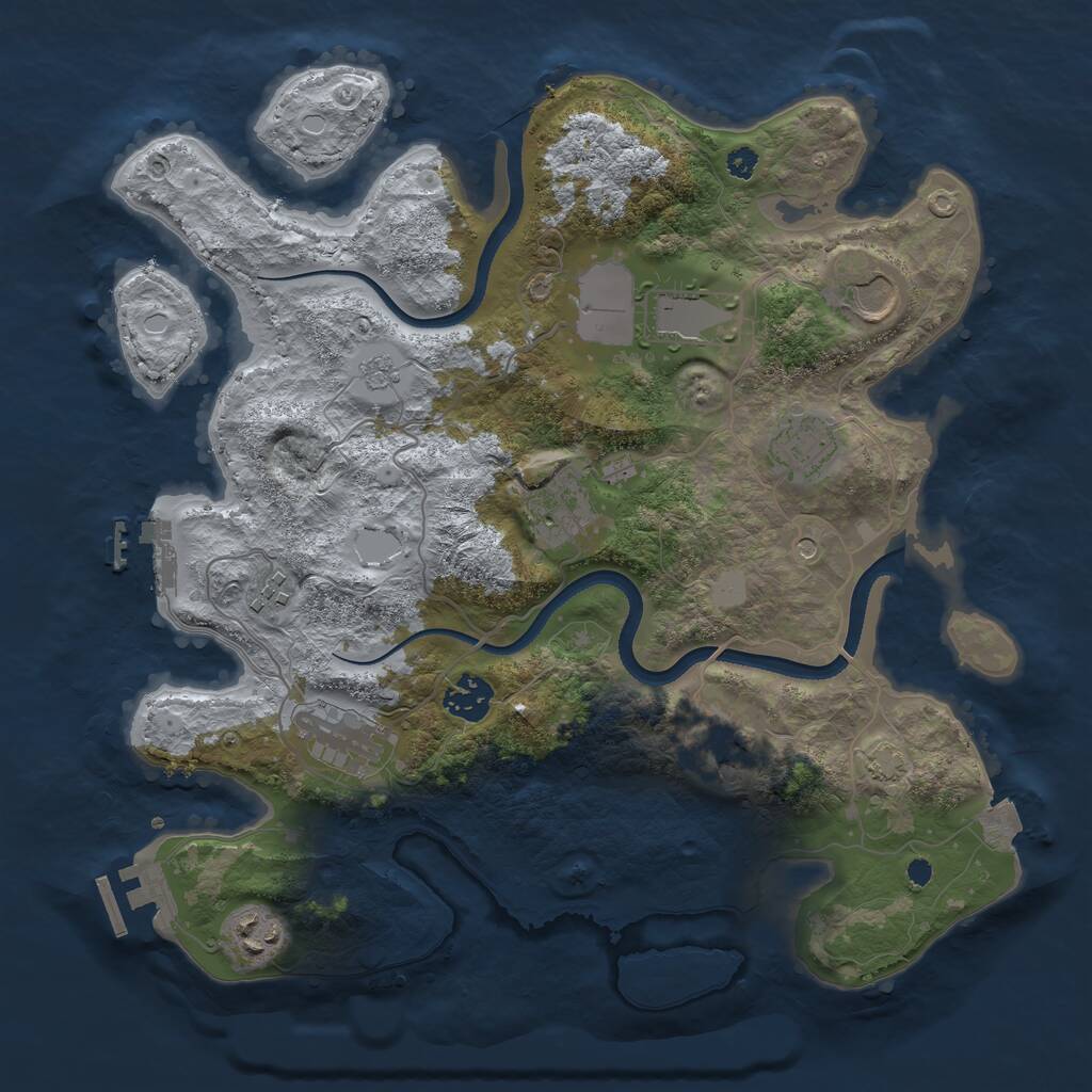 Rust Map: Procedural Map, Size: 3500, Seed: 74858586, 15 Monuments