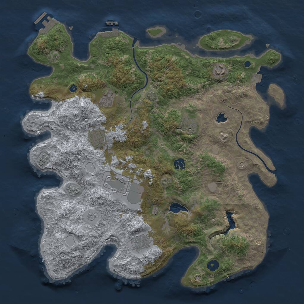 Rust Map: Procedural Map, Size: 4000, Seed: 439023, 14 Monuments