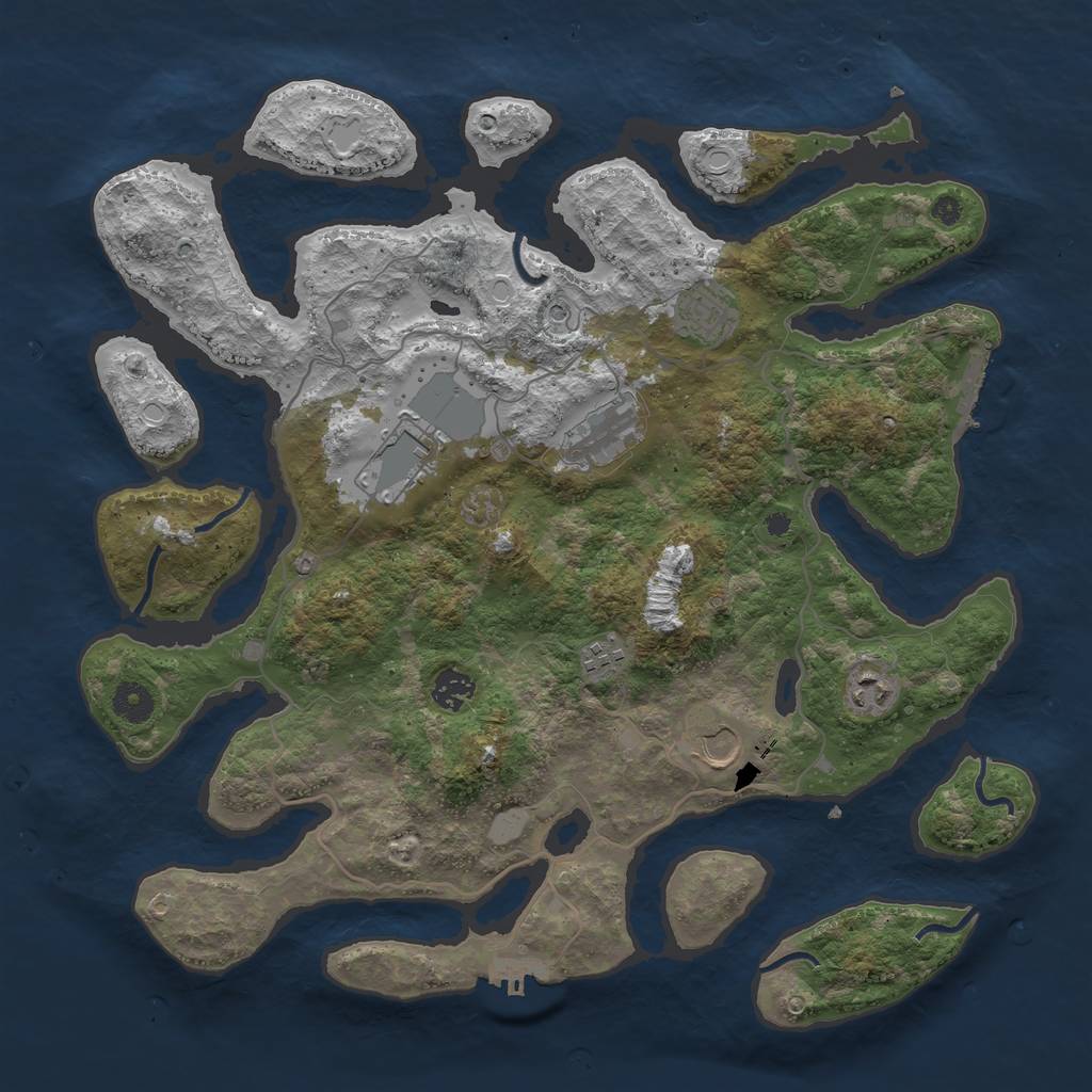 Rust Map: Procedural Map, Size: 4000, Seed: 30497, 15 Monuments