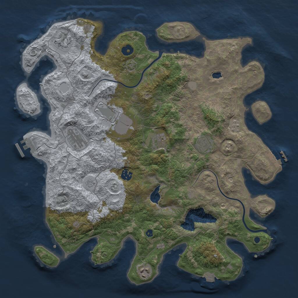 Rust Map: Procedural Map, Size: 4000, Seed: 838944, 14 Monuments