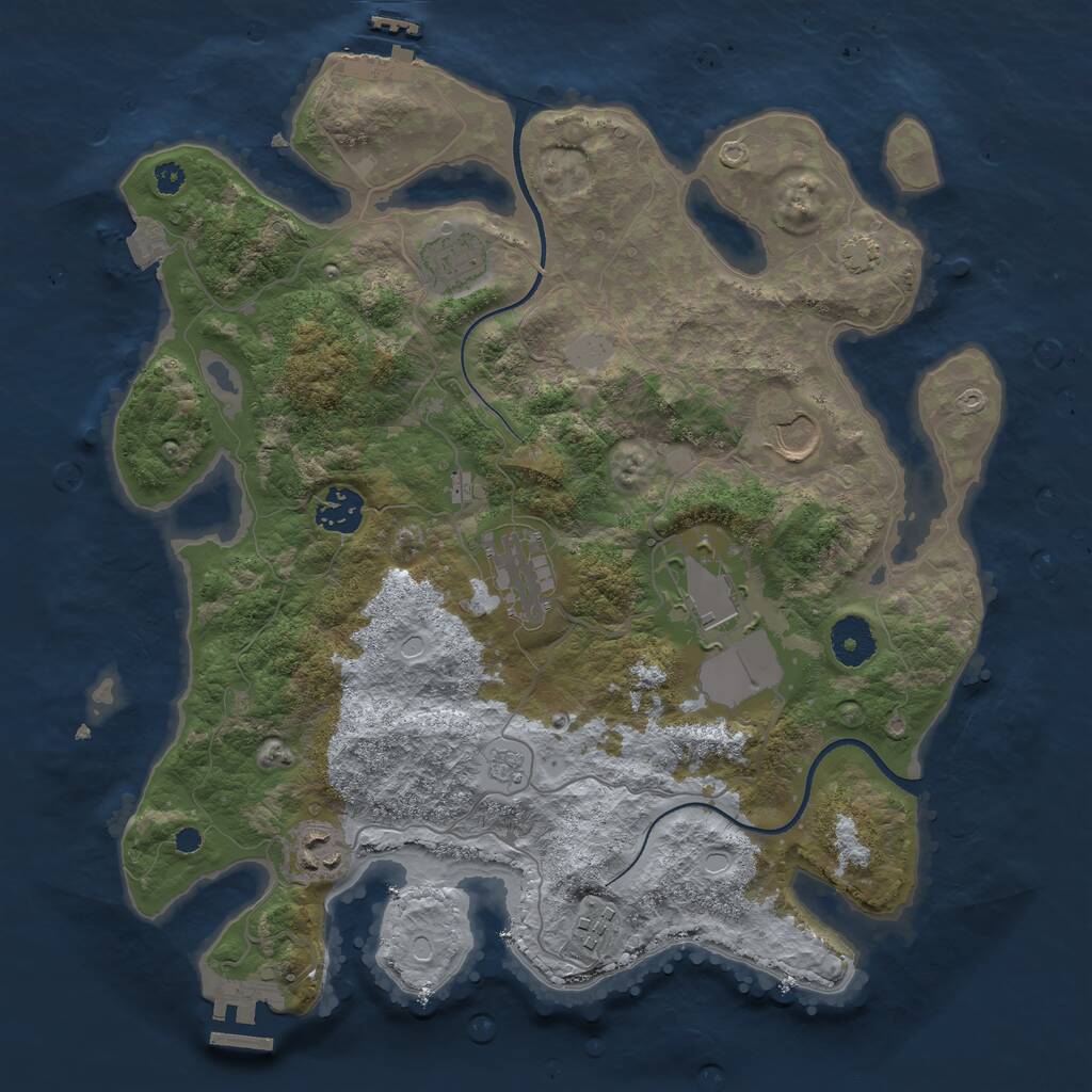 Rust Map: Procedural Map, Size: 3500, Seed: 748518245, 12 Monuments