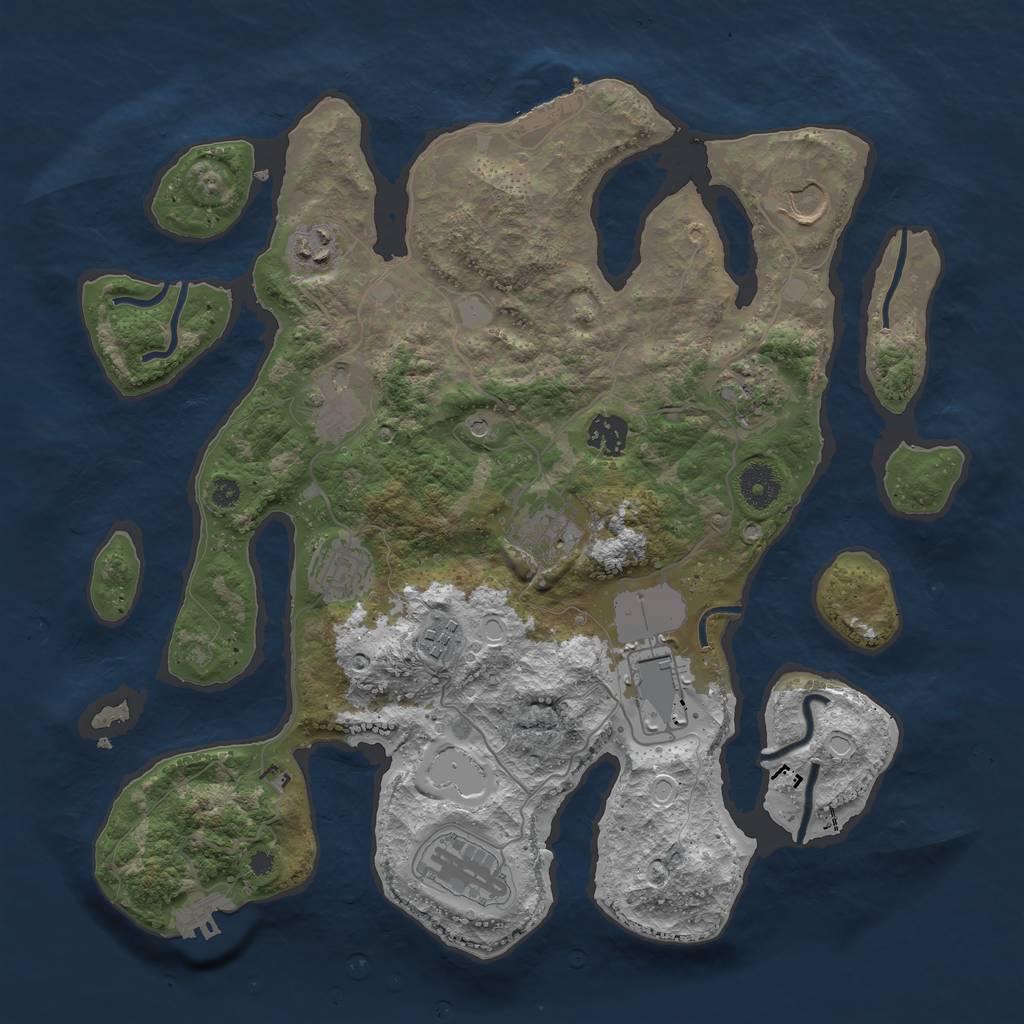Rust Map: Procedural Map, Size: 3700, Seed: 1773762211, 18 Monuments